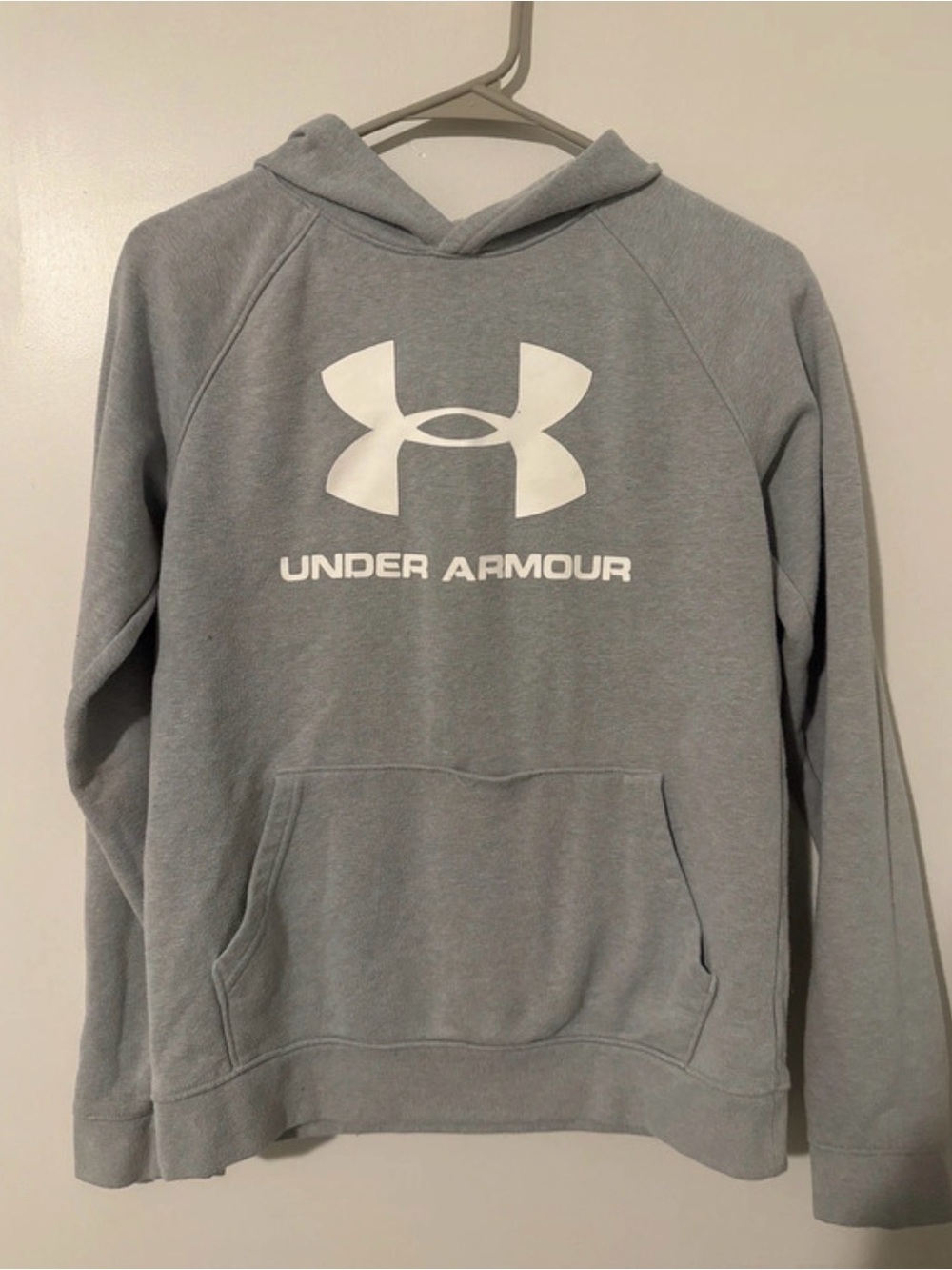 Under Armour Gray Pullover Hoodie with White Logo